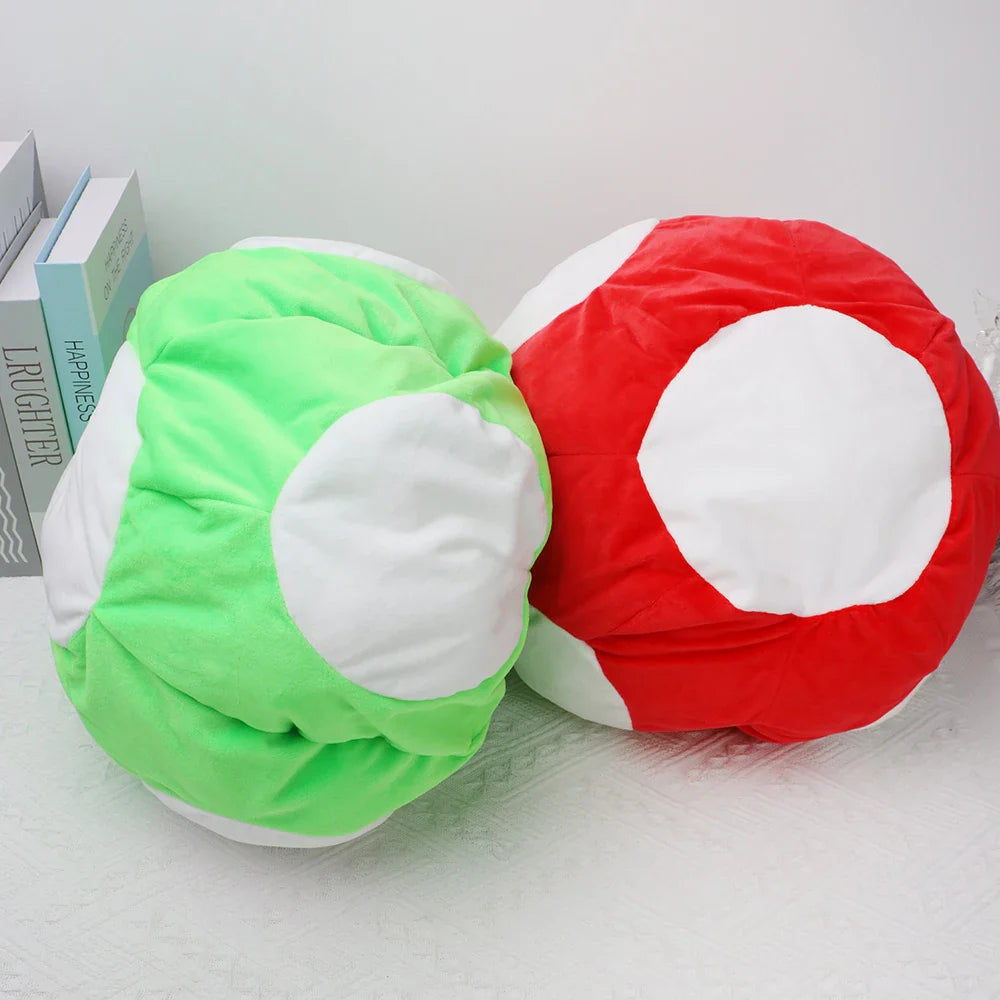 Mario & Luigi Bros Plush Mushroom Hat – Red, Green, Blue Cosplay Cap for Unisex