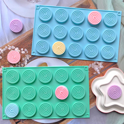 15-Hole Spiral Silicone Mold – Non-Stick Baking Tray for Mousse Cakes, Ice Cream, Pudding, Brownies, Gummies & Jelly Desserts