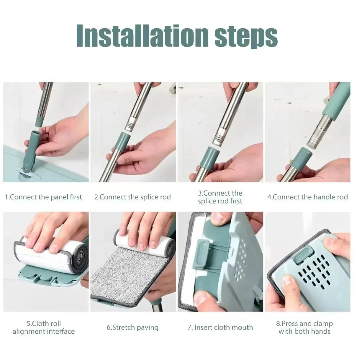 Hands-Free Squeeze Mop with Bucket | 360° Flat Mop Set for Wet & Dry Floor Cleaning | Sewage Separation Home Cleaning Tools
