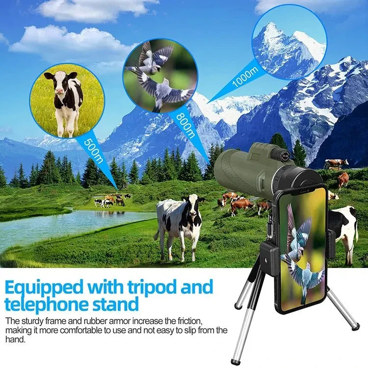 80x100 Portable HD Zoom Telescope | Folding Long-Distance Mini Telescope for Hunting, Camping & Travel