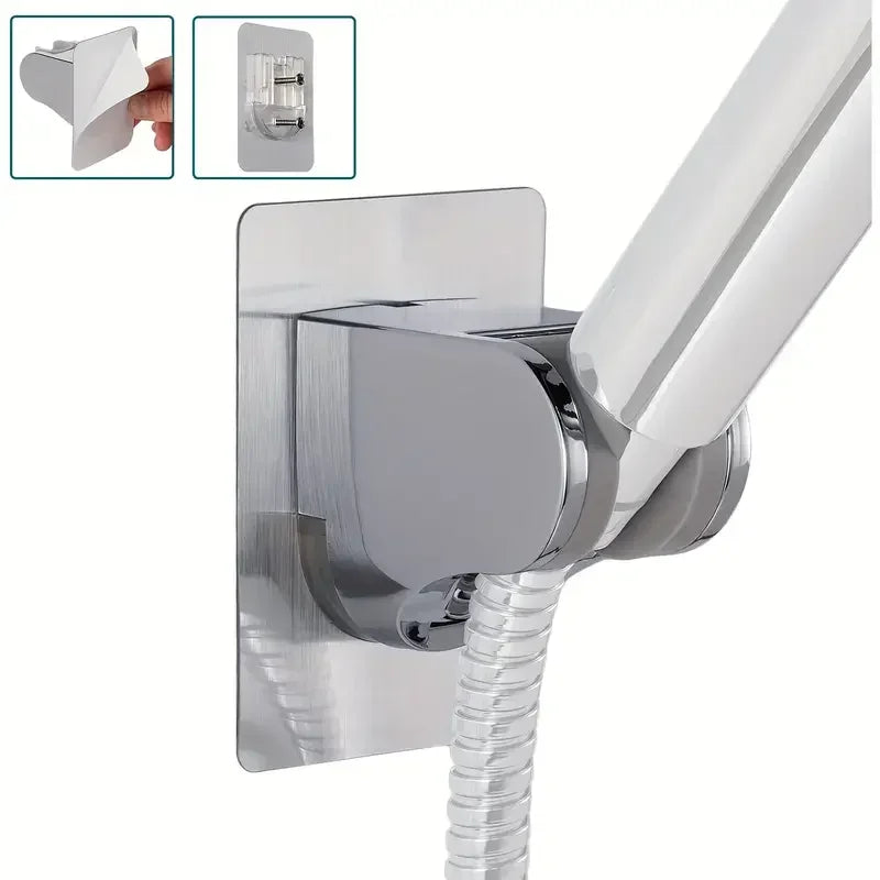 Universal Wall-Mounted No-Drill Showerhead Holder – Adjustable Self-Adhesive Bathroom Bracket