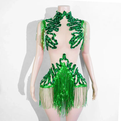 Sexy Shiny Silver Sequin & Black Spandex Jumpsuit — 2025 Women’s Prom, Dancer & Stage Performance Costume