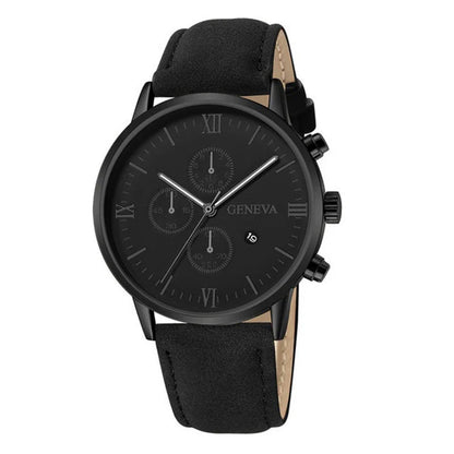Men's Casual Watch – Leather Band Analog Quartz with Calendar Function