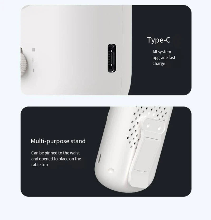 Neck Hanging Portable Fan – Silent Mini Cooling Fan with Strong Wind, USB Rechargeable, Outdoor & Desktop Use
