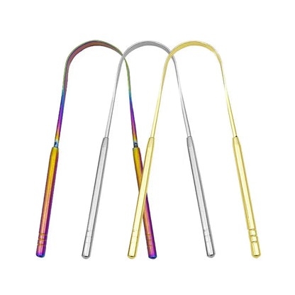 Stainless Steel U-shaped Tongue Scraper for Fresh Breath - 3 Color Options - Oral Hygiene Care Tool
