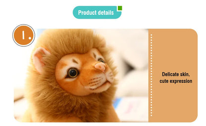 Simulation Tiger & Lion Plush Toy – Kawaii Stuffed Animal Doll, Pillow & Home Decor Gift for Kids