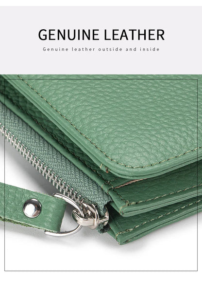 Women’s Genuine Leather Slim Wallet — RFID Blocking Bi-Fold with Card Holder & Coin Pocket