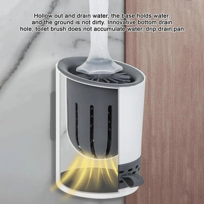 Silicone Toilet Brush with Gel Dispenser – Wall-Mounted, No-Slip Long Handle for Bathroom Cleaning