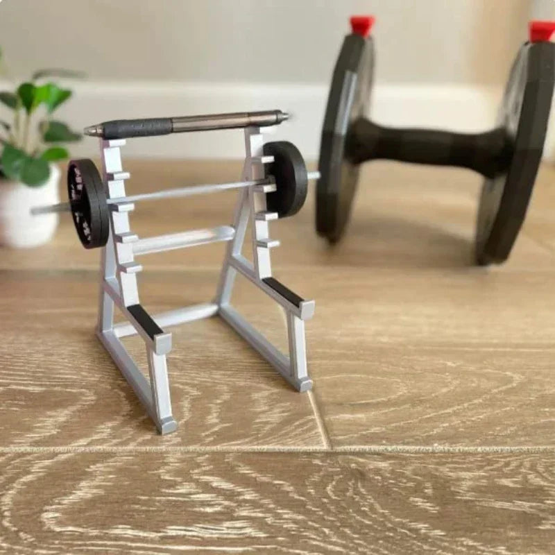 Portable Gym Theme Pen Storage & Display Rack : Squat Rack Decoration Desk Barbell Holder