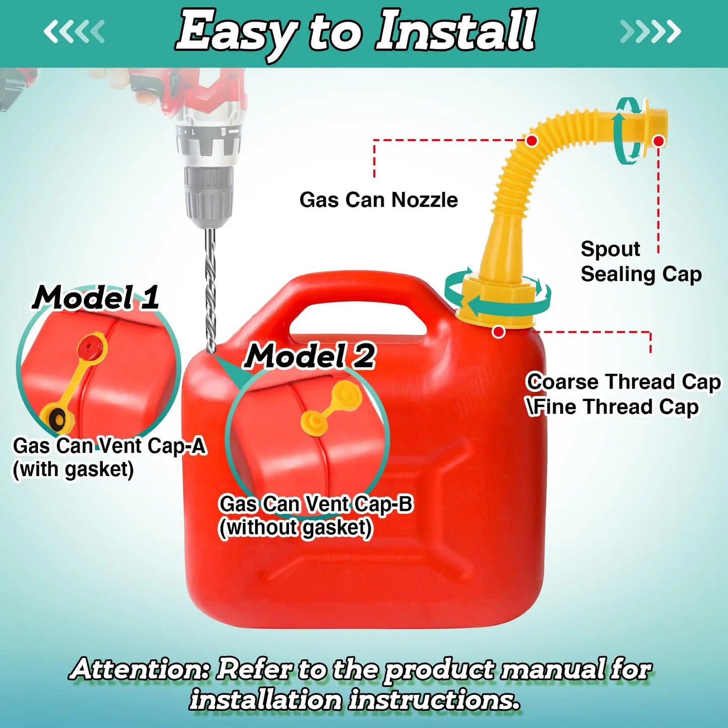 Flexible Gas Can Spout Kit – Upgraded Easy-Install Fuel Nozzle with Enhanced Compatibility for Safe & Efficient Liquid Transfer