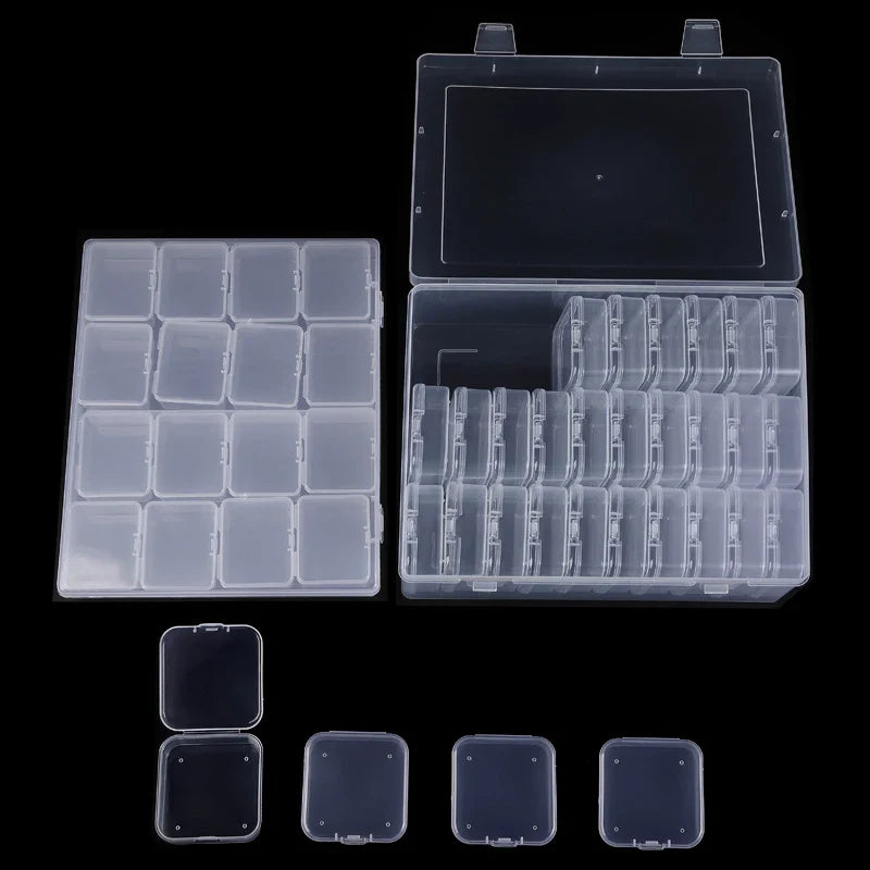 Bead Organizer Box — Clear Plastic Storage Containers with Hinged Lids for Crafts & Jewelry
