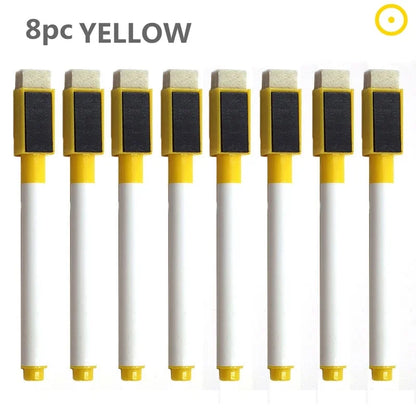 8PC Magnetic Whiteboard Markers – Colorful Blackboard & Whiteboard Pens with Built-In Eraser for School, Kids Drawing & Graffiti