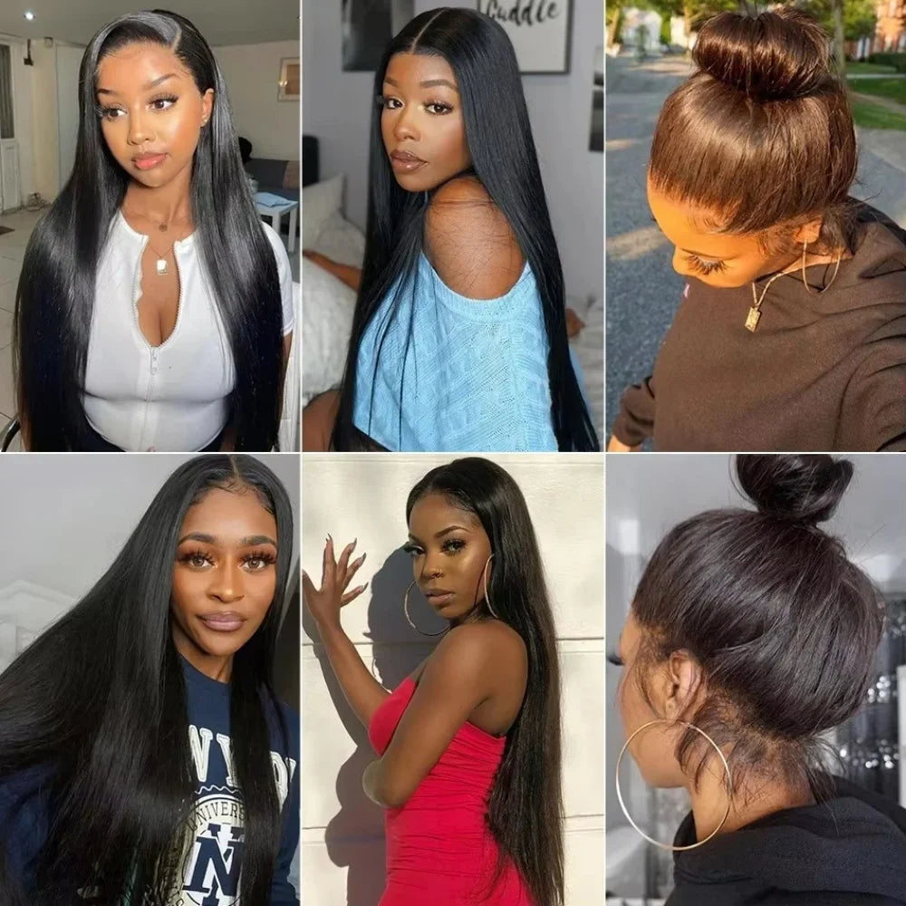38 Inch 210% Density Bone Straight Lace Front Wig – HD Transparent 13x6 Brazilian Human Hair Wig for Women