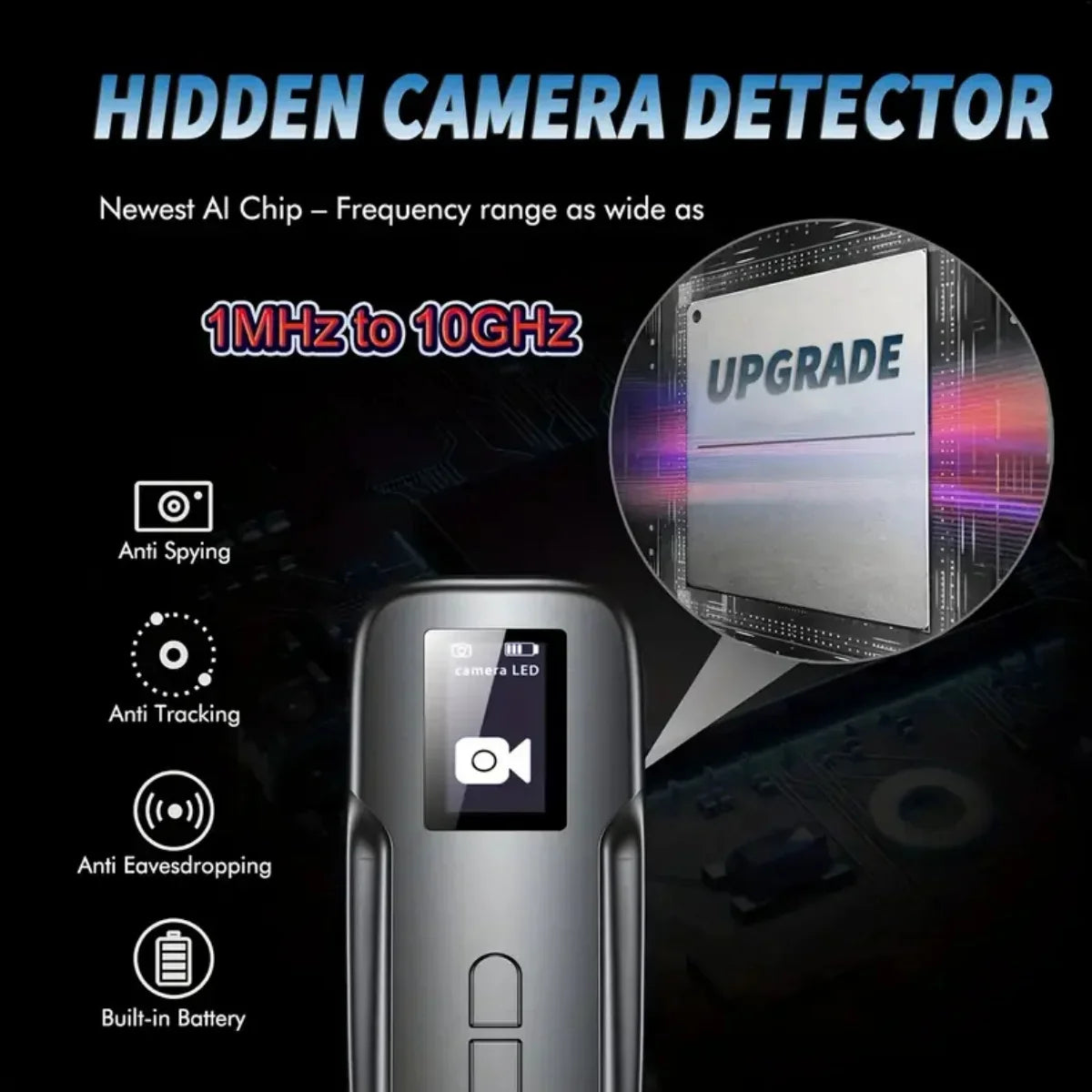 Hidden Camera & Spy Detector – RF/Bug Signal, IR Mode & Magnetic Field Scanning Device