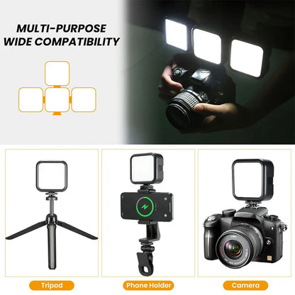 Pocket RGB LED Fill Light – Portable Mini Video Light for Camera, Smartphone, GoPro & Laptop, Adjustable Selfie Lamp