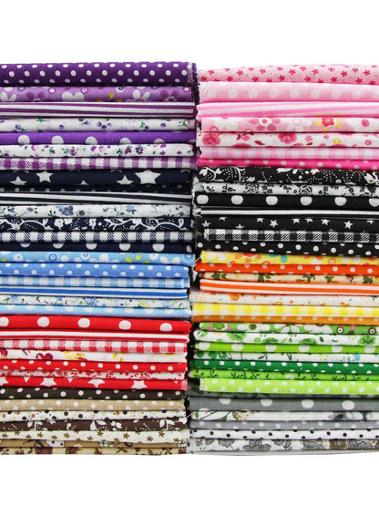 7 Piece 25x25CM Cotton Craft Fabric Squares - DIY Bundle for Patchwork, Quilting, Sewing, and Scrapbooking