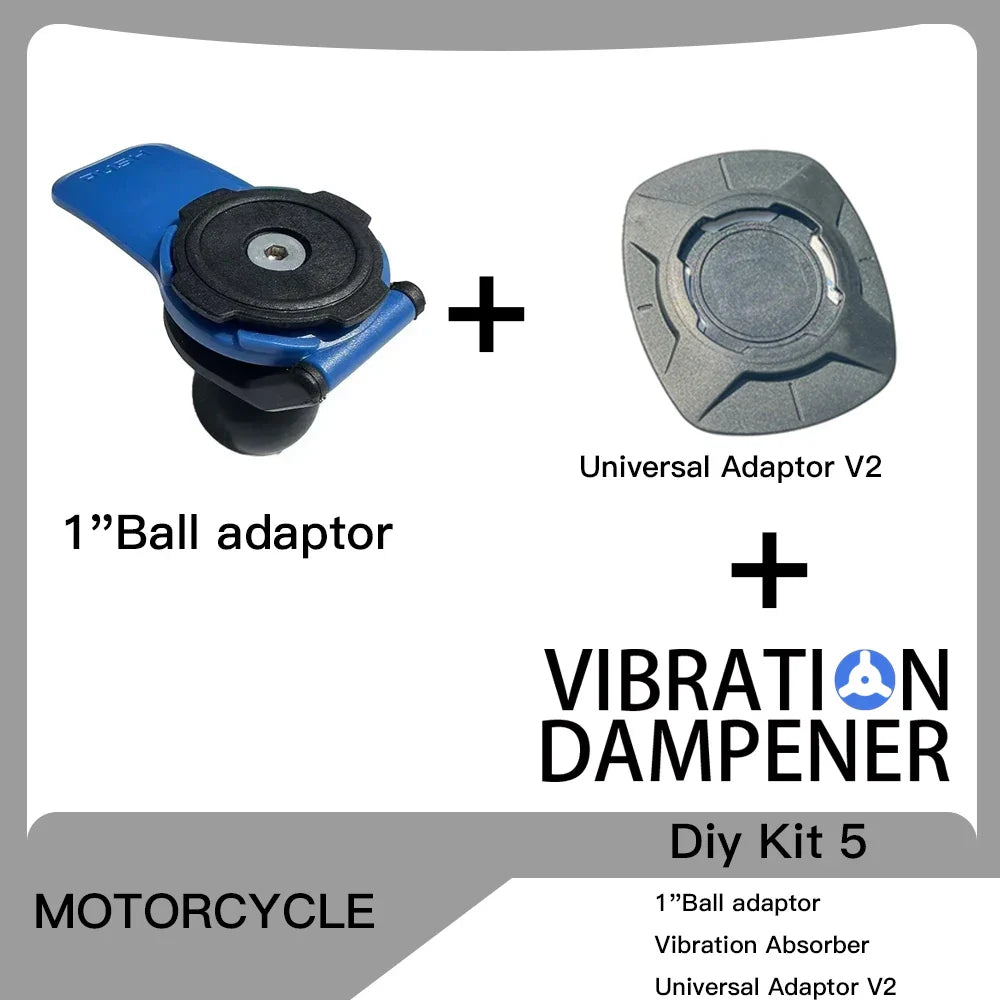 Motorcycle Handlebar Stem Fork Phone Mount — Vibration Dampener with MAG Universal Adapter, Wireless Charger & Mirror Brake Compatible