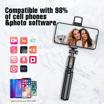 Wireless Selfie Stick & Tripod Stand with Light – Bluetooth Remote for iPhone, Mobile & TikTok Live