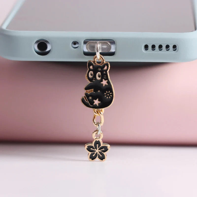 Kawaii Cat Phone Dust Plug Charm: Anti-Dust Cap Pendant for iPhone & Type-C - Cute Android Charge Port Plug, Dust Protection Stopper
