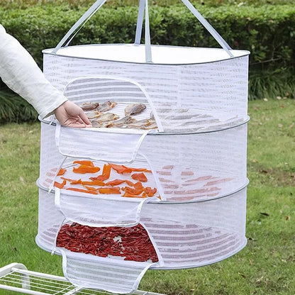 3 Tier Portable Mesh Hanging Dryer and Herb Rack - Ideal for Drying Buds, Fruits, Vegetables, and More
