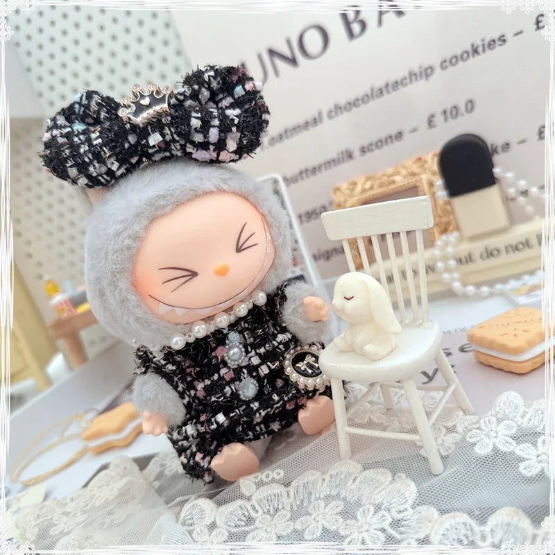 17cm Labubu Doll Accessories - Luxury Sweet Woolen Suit, Crossbody Bag & Princess Shoes Set