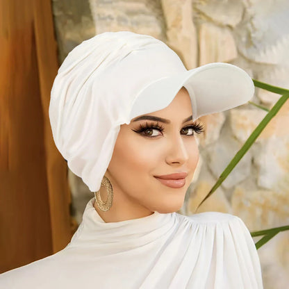 Women’s Wide Brim Headwrap Hat – Multicolor Muslim Turban Cap, Pullover Bonnet Sun Hat for Travel & Hair Loss Fashion