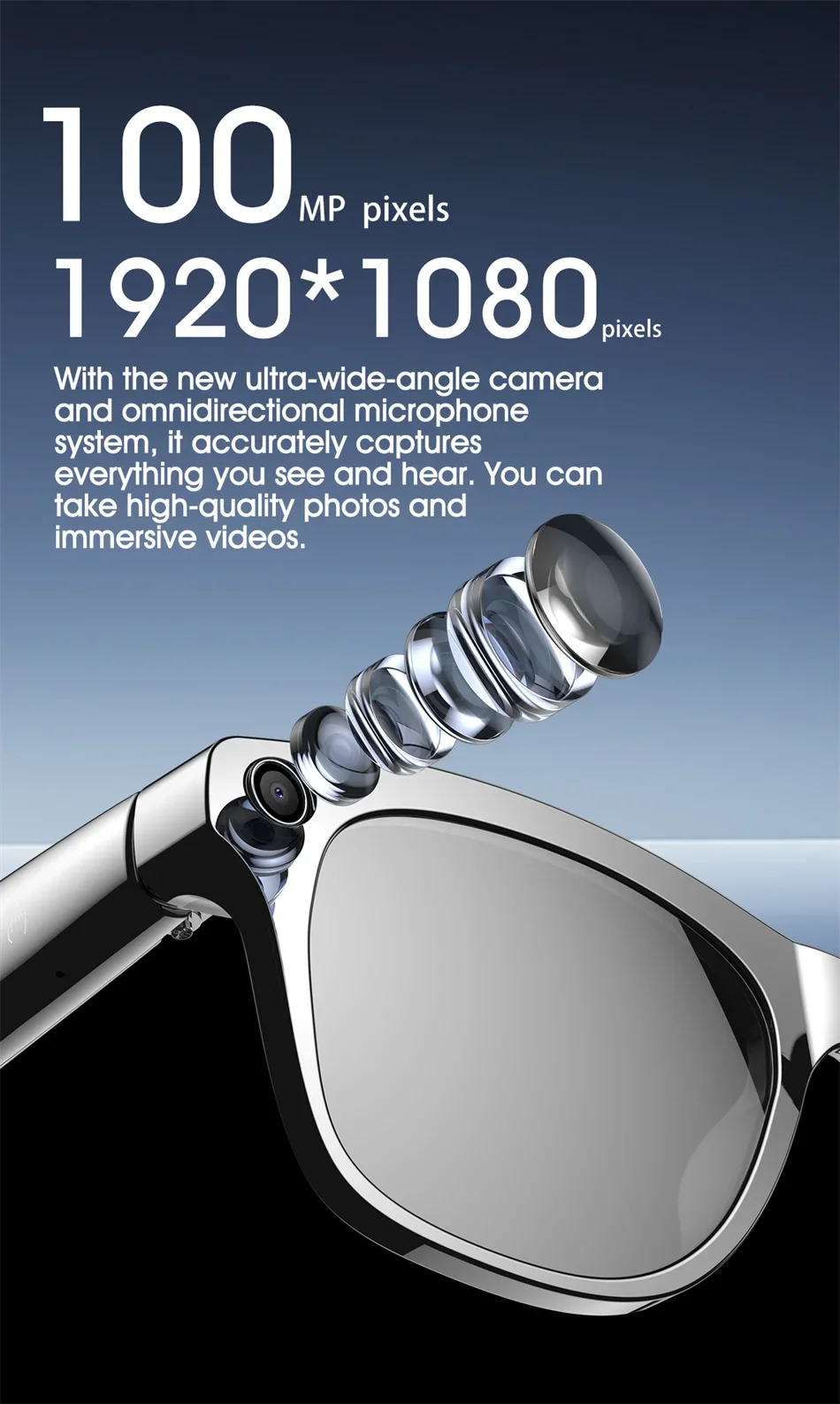 Xiaomi 1080P HD AI Smart Glasses — 100MP Camera, Bluetooth Call, Voice Assistant, 260mAh Battery, Smart Control