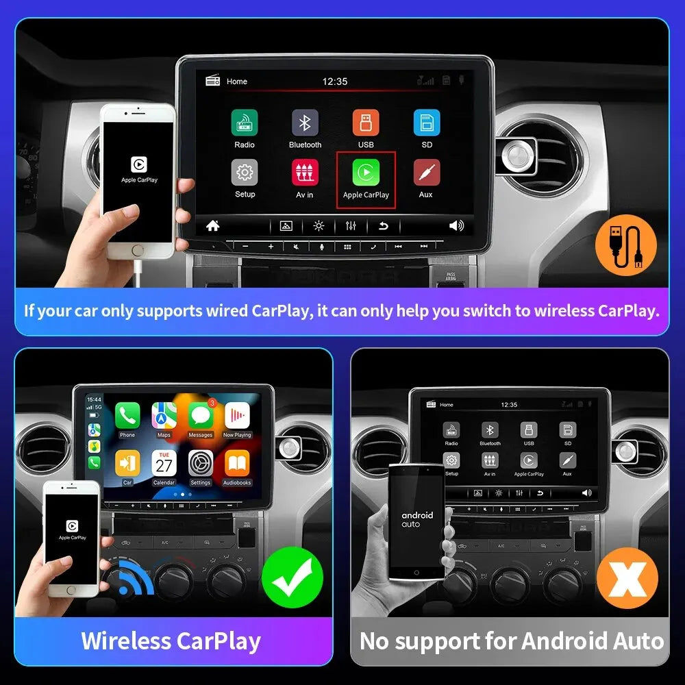 EKIY NEW Mini Carplay Wireless - Compatible with Toyota, Mazda, Nissan, Camry, Suzuki, Subaru, Citroen, Audi, Mercedes, Kia, Ford, Opel - iOS15 Support - Spotify & Bluetooth Integration