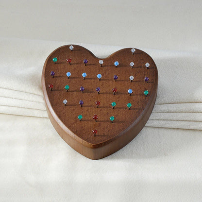 High-Quality Beech Wood Jewelry Display Stand — Push Pin Holder for 16G/14G Threadless Piercing & Body Jewelry