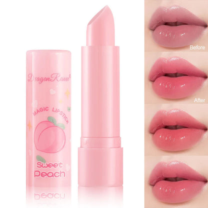 Peach Temperature Change Lip Balm – Clear Crystal Jelly Lipstick Tint, Moisturizing Anti-Dry Hydrating Lip Care