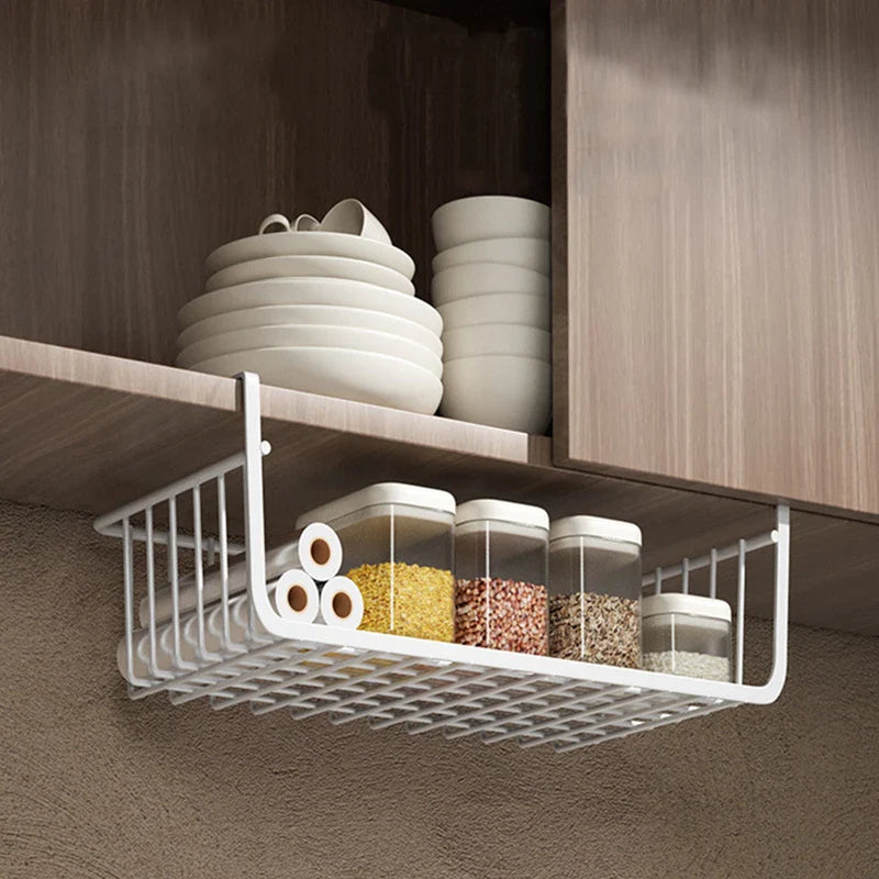 Metal Hanging Kitchen Storage Rack | Multifunctional Layered Book Organizer for Dormitories and Offices