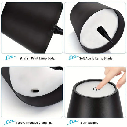 USB Rechargeable Bottle Lamp — Touch Control 3-Color Stepless Dimming Night Light for Wine Bottles & Desk