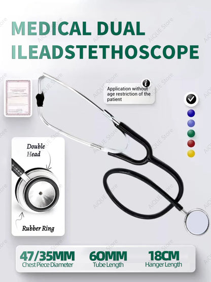 AiQUE Double Chest Piece Stethoscope — Professional Cardiology Medical Device for Doctors and Medical Students