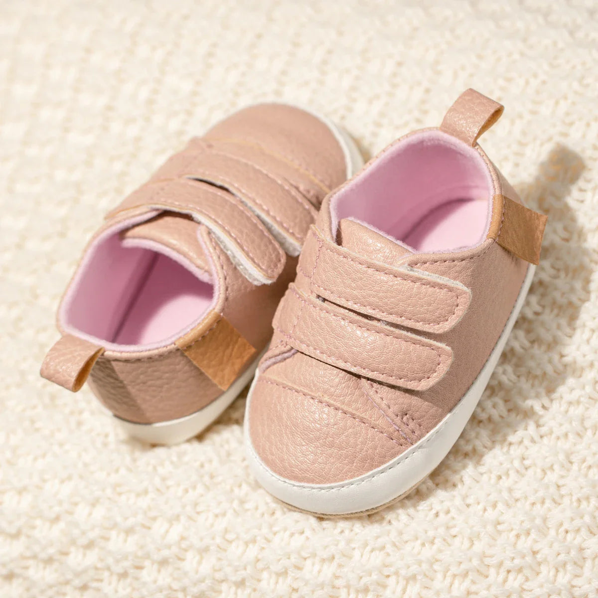 Classic Baby Casual Sneakers – Vintage PU Leather, Soft Rubber Sole, Slip-Resistant Infant Shoes in 4 Colors