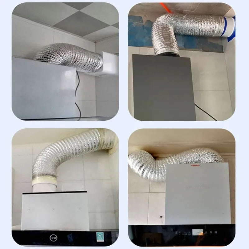 Scalable Aluminum Foil Ventilation Duct Hose – 80/100/120/150/200mm Exhaust Pipe for Kitchen, Bathroom & Fan Outlets