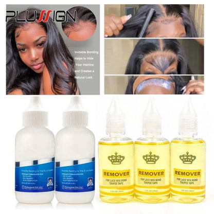 Plussign Lace Wig Glue with Remover – Super Strong Lace Adhesive & Hair Installation Kit for Wigs, Toupees, & Closures