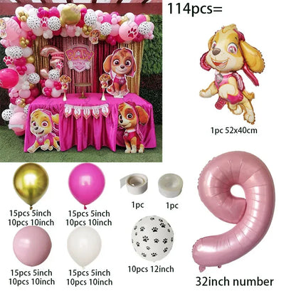 Pink Paw Patrol Party Supplies for Girls – Skye Balloons, Cups, Plates & Tablecloth for Birthday & Baby Shower