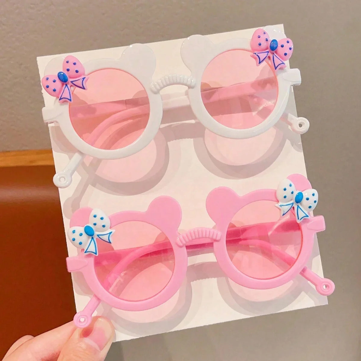 Kids' Bear Bowknot Glasses - Cute Fashion Eyewear for Boys & Girls, 2/3-Piece Set