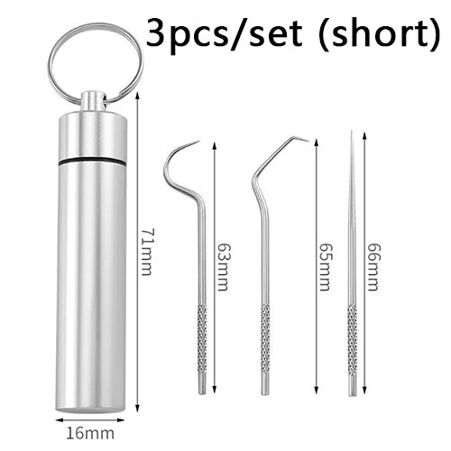 Stainless Steel Reusable Toothpick & Floss Set – Portable Teeth Cleaning Oral Care Kit