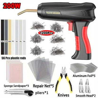 Upgraded 2-in-1 Plastic Welding Kit – 200W Hot Stapler & Soldering Gun with 6/4 Types Staples for Car Bumper Repair
