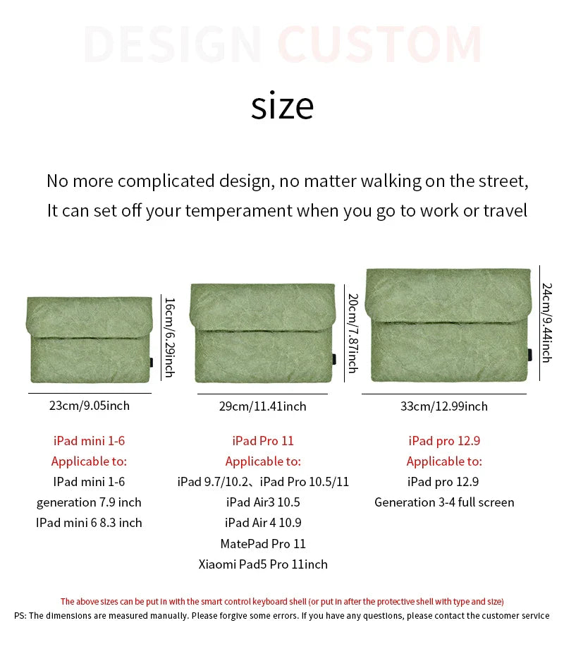 Vintage Laptop & Tablet Bag Cover — Fiber Paper Sleeve Case for iPad Pro 12.9" (3rd/4th Gen), Pro 11, Mini 6 8.3"