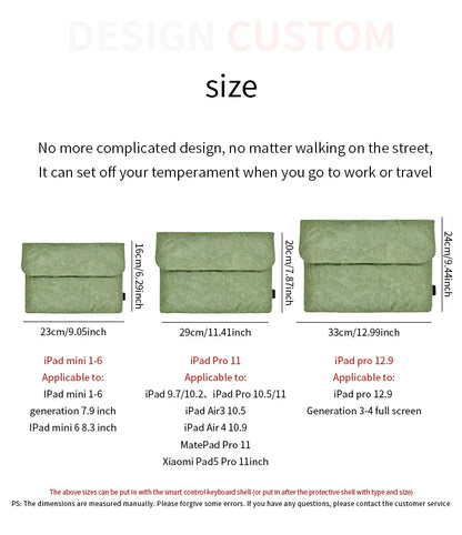 Vintage Laptop & Tablet Bag Cover — Fiber Paper Sleeve Case for iPad Pro 12.9" (3rd/4th Gen), Pro 11, Mini 6 8.3"