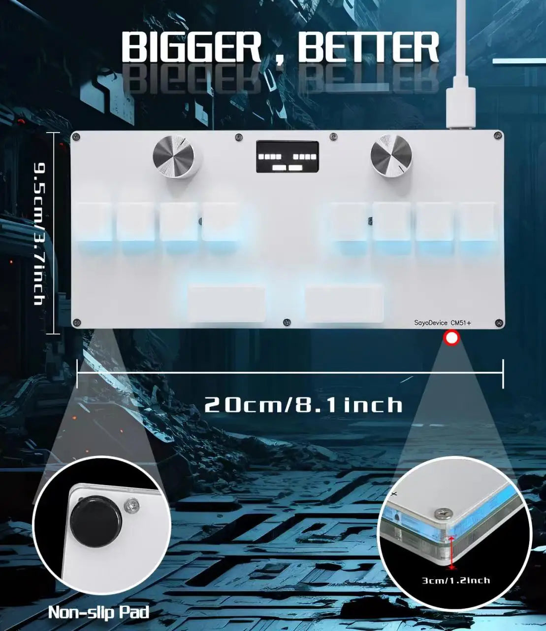 CM51 SayoDevice OSU DJ MAX Keyboard - Magnetic Outemu/Gateron Switches with Knob, Screen, & Shortcut Features
