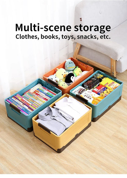 Folding Storage Box with Lid – Multifunction Plastic Organizer Container