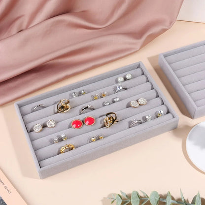 Jewelry Storage Box Organizer – Multi-Compartment Necklace, Ring, Earrings & Brooch Display Drawer Tray