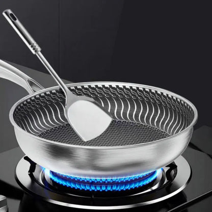 Tri-Ply 316 Stainless Steel Frying Pan – Double-Sided Honeycomb Wok Skillet for All Stoves