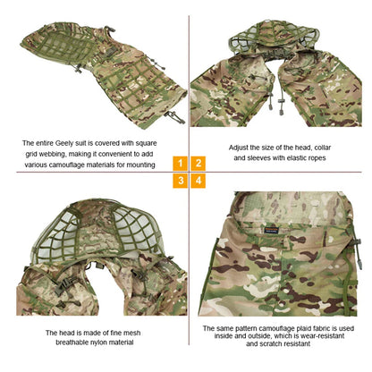Ghillie Suit Tactical Sniper Coat – Viper Hood Camouflage Clothing for Airsoft, Paintball & Hunting, Ripstop Fabric
