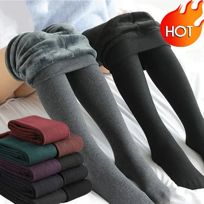 Women's Thermal Winter Tights – Fleece-Lined Sheer Velvet Pantyhose, Thick Warm Leggings with Plush Inner Layer