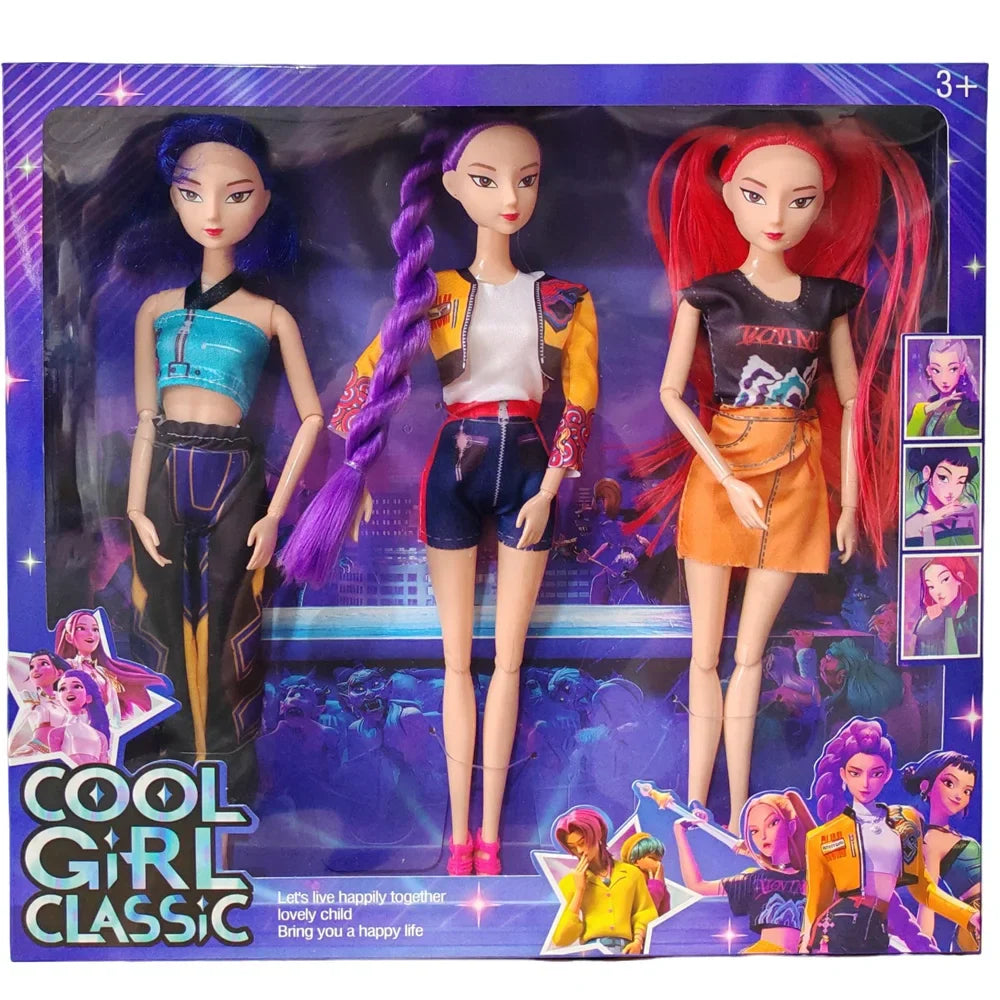 HOT K-Pop Demon Hunters Doll Toys – Rumi, Mira & Zoey Action Figures, Princess Baby Girl Plastic DIY Toy for Girls