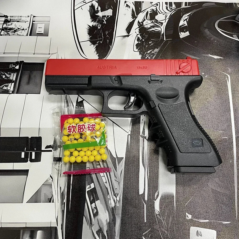 Manual G17 Soft Bullet Toy Gun – Air-Powered Glock Style with Laser & Magazine for Kids CS Games & Outdoor Play